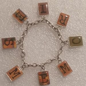 Silver Memories Charm Bracelet with Colorful Letter Charms 8.0